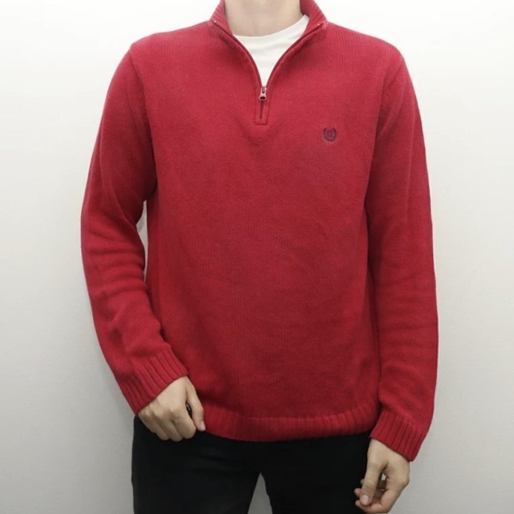 ❤️304 Chaps Ralph Lauren Mens 1/4 Zip Oversized Knit Sweater Red